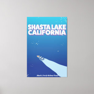 Impressão Em Tela Cartaz de viagem estilo vintage do Lago Shasta Cal