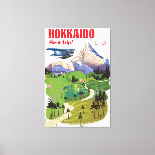 Impressão Em Tela Cartaz de viagem estilo vintage Hokkaido Japão