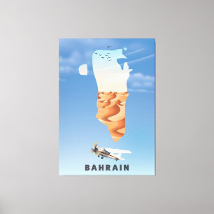 Impressão Em Tela Cartaz de viagem ilustrado do Bahrein.