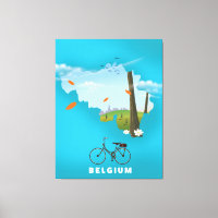 Cartaz de viagem impresso do mapa da Bélgica.