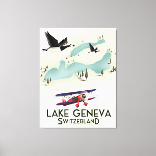 Impressão Em Tela cartaz de viagem lago de genebra suíça