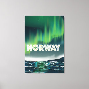Impressão Em Tela Cartaz de Viagem Luzes do Norte Aurora Norueguesa