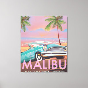 Impressão Em Tela Cartaz de viagem Malibu, Los Angeles, Califórnia