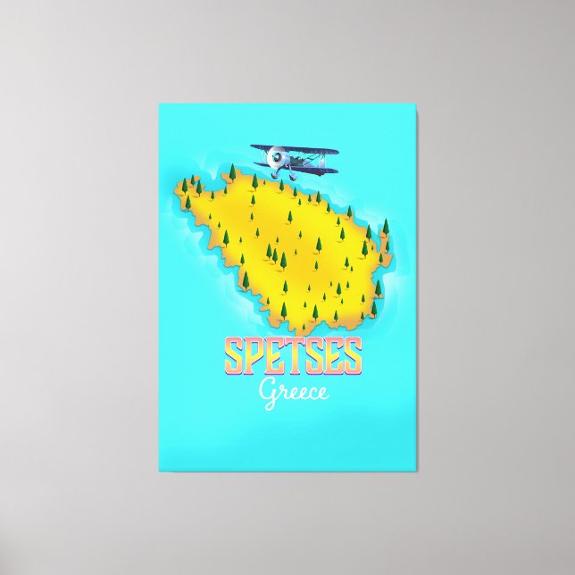 Impressão Em Tela cartaz de viagem mapa da ilha grega de Spetses (Frente)