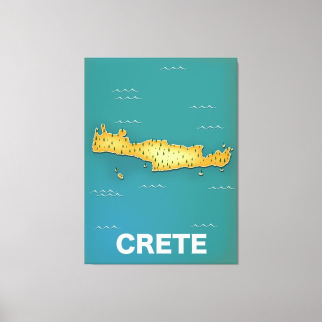 Impressão Em Tela cartaz de viagem mapa de Creta (Frente)