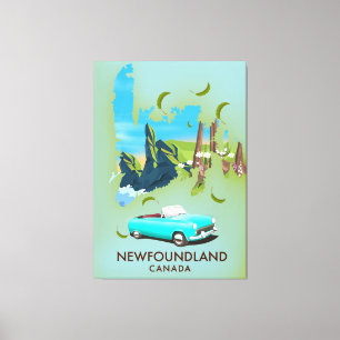 Impressão Em Tela cartaz de viagem mapa do Canadá Terra Nova