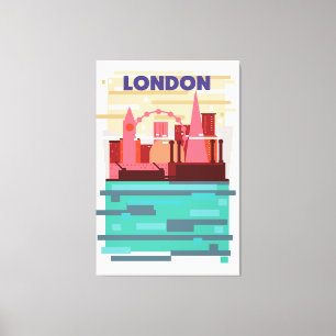 Impressão Em Tela Cartaz de viagem no horizonte de Londres.