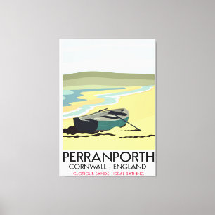 Impressão Em Tela Cartaz de viagem para Perranporth Cornwall à beira