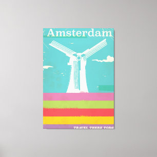 Impressão Em Tela Cartaz de viagem retrô vintage Amsterdã