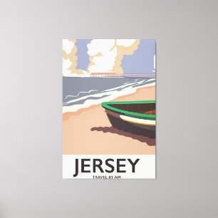Impressão Em Tela Cartaz de viagem vintage à beira-mar de Jersey
