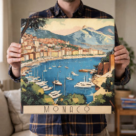 Impressão Em Tela Cartaz de viagem vintage com vista para o porto de