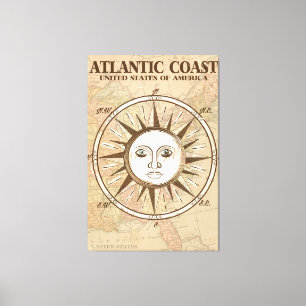 Impressão Em Tela Cartaz de viagem vintage da Costa Atlântica EUA