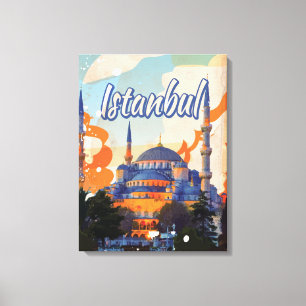 Impressão Em Tela Cartaz de viagem vintage da Mesquita Aya Sophia Is