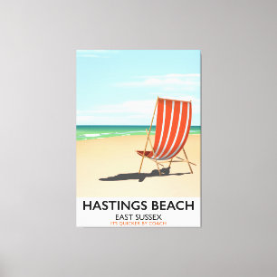 Impressão Em Tela Cartaz de viagem vintage da Praia de Hastings, Eas