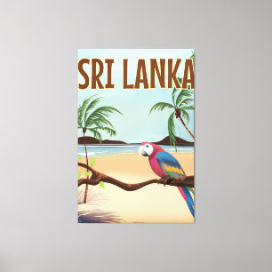 Impressão Em Tela Cartaz de viagem vintage da Praia do Sri Lanka