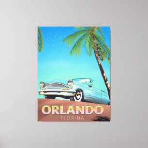 Impressão Em Tela Cartaz de viagem vintage de Orlando Flórida,