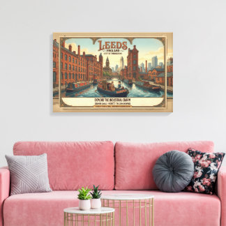 Impressão Em Tela Cartaz de Viagem Vintage Leeds Inglaterra
