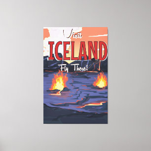 Impressão Em Tela Cartaz de viagem vintage Visite a Islândia