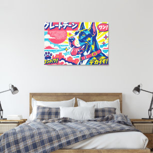 Impressão Em Tela Cartaz do Dogue Alemão Japonês Enorme