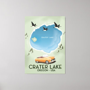 Impressão Em Tela Cartaz do mapa de viagem do Lago Crater Oregon