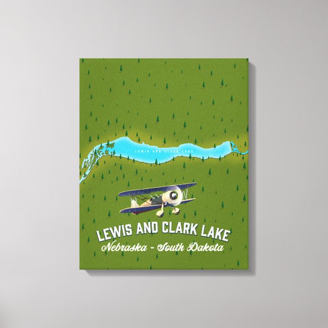 Impressão Em Tela cartaz do mapa do lago lewis e clark. (Frente)