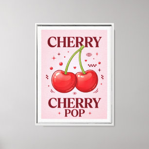 Impressão Em Tela Cartaz estético rosa e vermelho Cherry pop Y2K