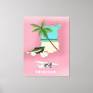 Impressão Em Tela Cartaz ilustrado mapa do viagem de Trinidad