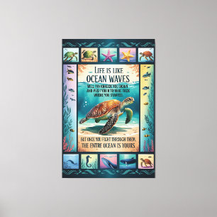 Impressão Em Tela Cartaz Inspirador de Tartaruga Marinha Oceano “A V
