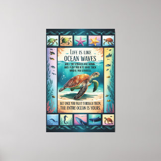 Impressão Em Tela Cartaz Inspirador de Tartaruga Marinha Oceano “A V