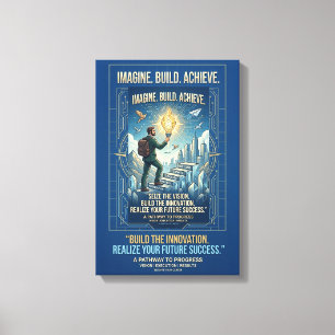 Impressão Em Tela Cartaz Motivacional Imagine Construa Alcance