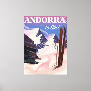Impressão Em Tela Cartaz vintage de Esqui de Andorra