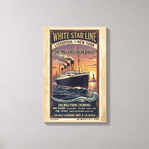 Impressão Em Tela Cartaz Vintage White Star Line Olympic & Titanic