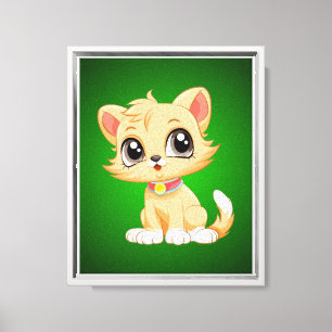 Impressão Em Tela Cartografia de Gato Sentado Adorável