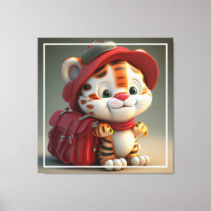 Impressão Em Tela Cartoon Baby Tiger