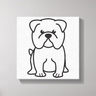 Impressão Em Tela Cartoon de Cachorro Bulldog
