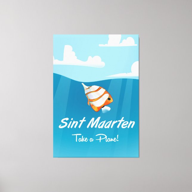 Impressão Em Tela Cartoon de poster de viagens de férias de Sint Maa (Frente)