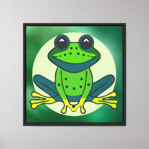 Impressão Em Tela Cartoon de Sapo Verde