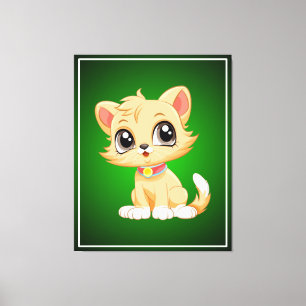 Impressão Em Tela Cartoon Gato Adorável