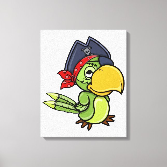 Impressão Em Tela Cartoon Pirate Parrot (Frente)