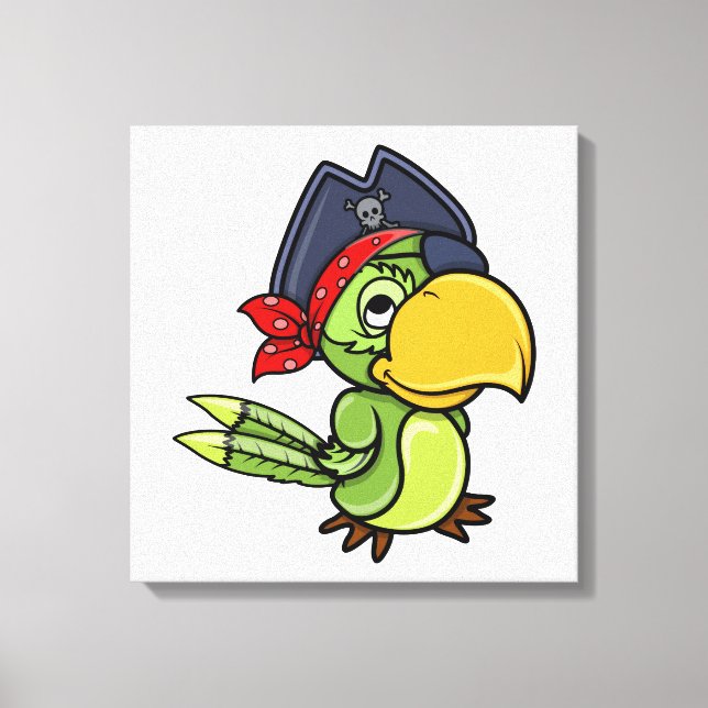 Impressão Em Tela Cartoon Pirate Parrot (Frente)