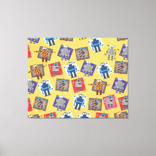 Impressão Em Tela Cartoon Robô Mecânico