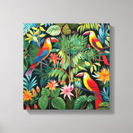 Impressão Em Tela Cartoon Três Pássaros Na Arte Selva