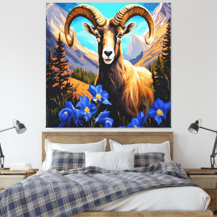Impressão Em Tela Cartum de um carneiro Bighorn do Colorado Blue Col