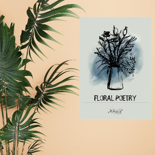 Impressão Em Tela Carvões De Mão Floral Mínimo Verde Azul