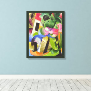 Impressão Em Tela Casa com Árvores de Franz Marc, Arte Fina Vintage