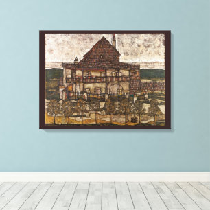 Impressão Em Tela Casa com Telhado de Telhas por Egon Schiele