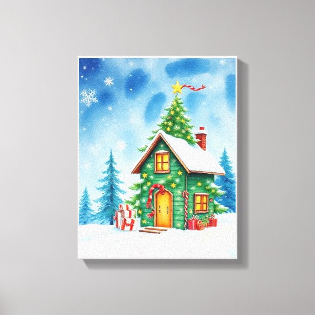 Impressão Em Tela Casa da Árvore de Natal (Frente)