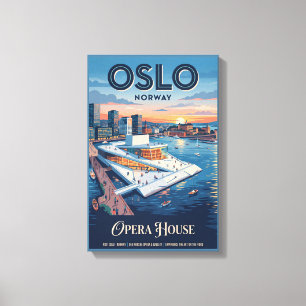Impressão Em Tela Casa de Ópera de Oslo Noruega Cartaz de Viagem Vin