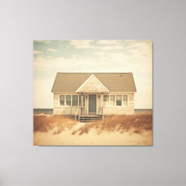 Impressão Em Tela Casa de Praia Abandonada Subjugada Retro Costeiro