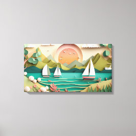 Impressão Em Tela casa de praia de efeito 3d bonito